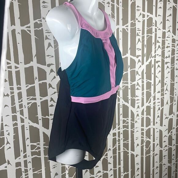 Catalina Color Block High Neck One Piece Swimsuit sz 1X - Picture 2 of 7